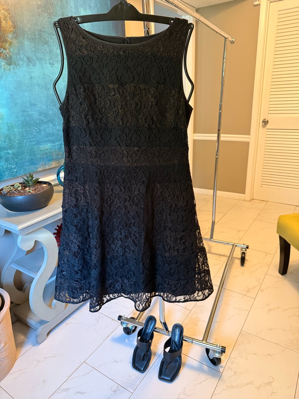 Jessica Simpson Black Lace Fit & Flare Cocktail Dress Size 12